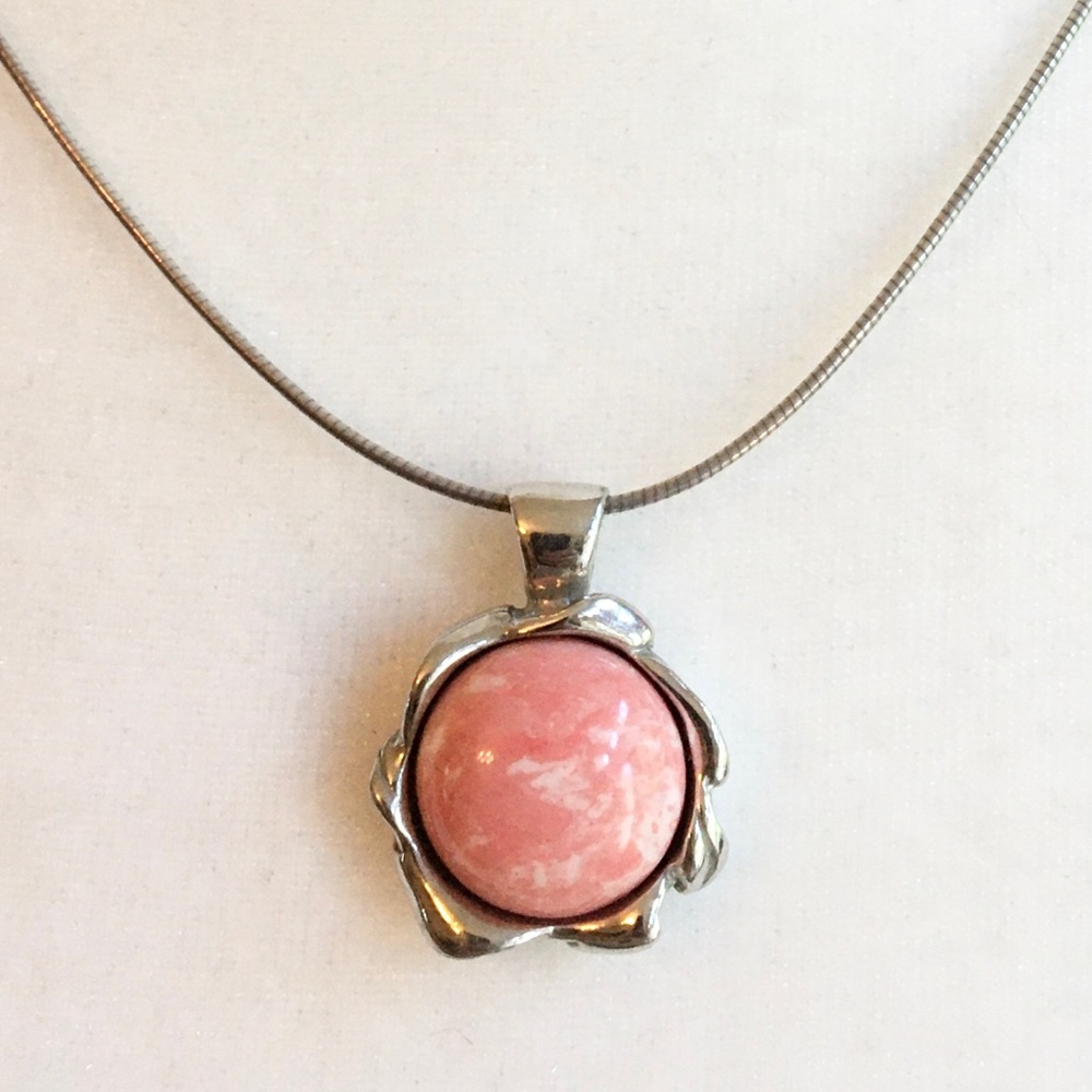 One-of-a-Kind Artisan Sterling Silver & Pink Rhodochrosite Pendant